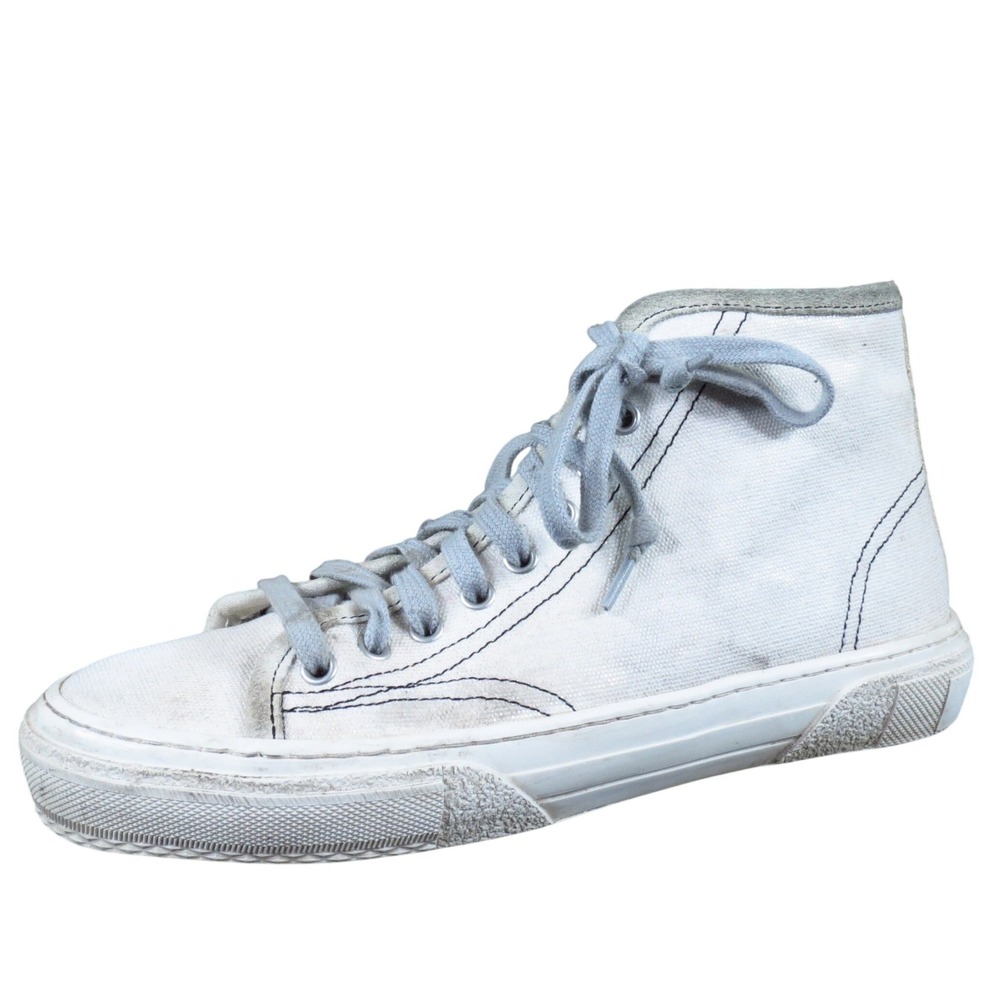 P448 Sally Women Athletic High Top Shoe Size 38 Casual Lifestyle White Canvas